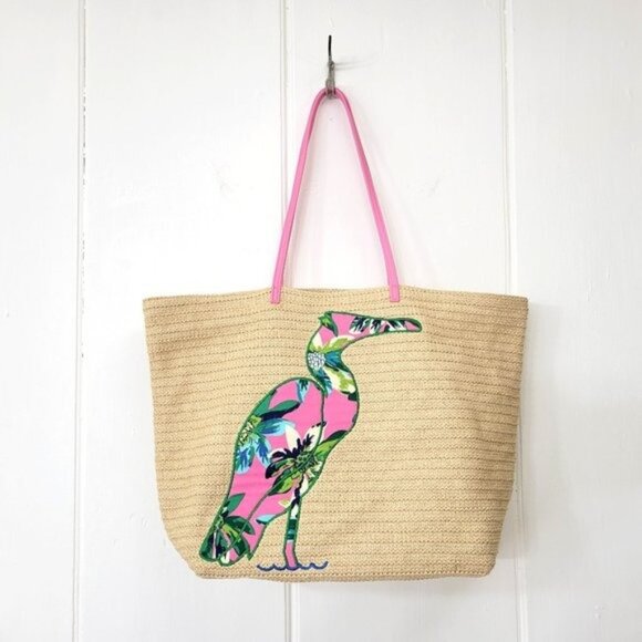 Vera Bradley Handbags - Vera Bradley Tropical Bird Straw Tote Bag